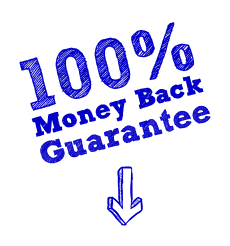 100% Money Back Guarantee - Hand Drawn Blue